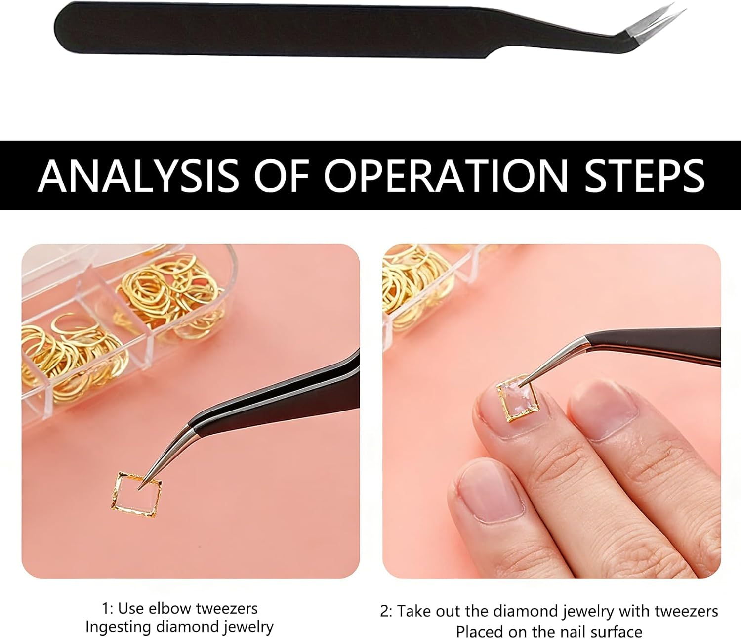 JANGJANG 2 Pcs Rhinestone Picker Tool Set, Acrylic Handle Bedazzler Kit, Dual-Ended Nail Art Tools with 4 Wax Tips and 1 Tweezer, DIY Nail Accessories for Rhinestones Application and Design