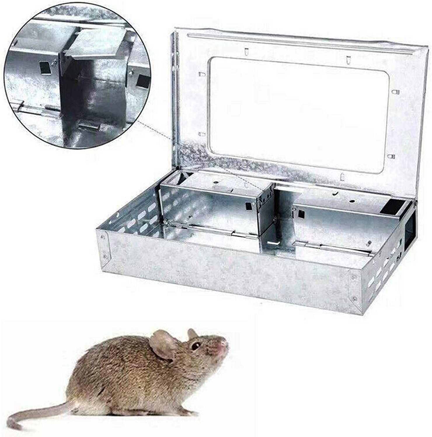 Humane Multi-Catch Live Mouse Trap | No-Kill Safe Design with Clear Top & Durable Metal Construction | Reusable Indoor/Outdoor Rodent Catcher for Home, Garage, Kitchen image number 4