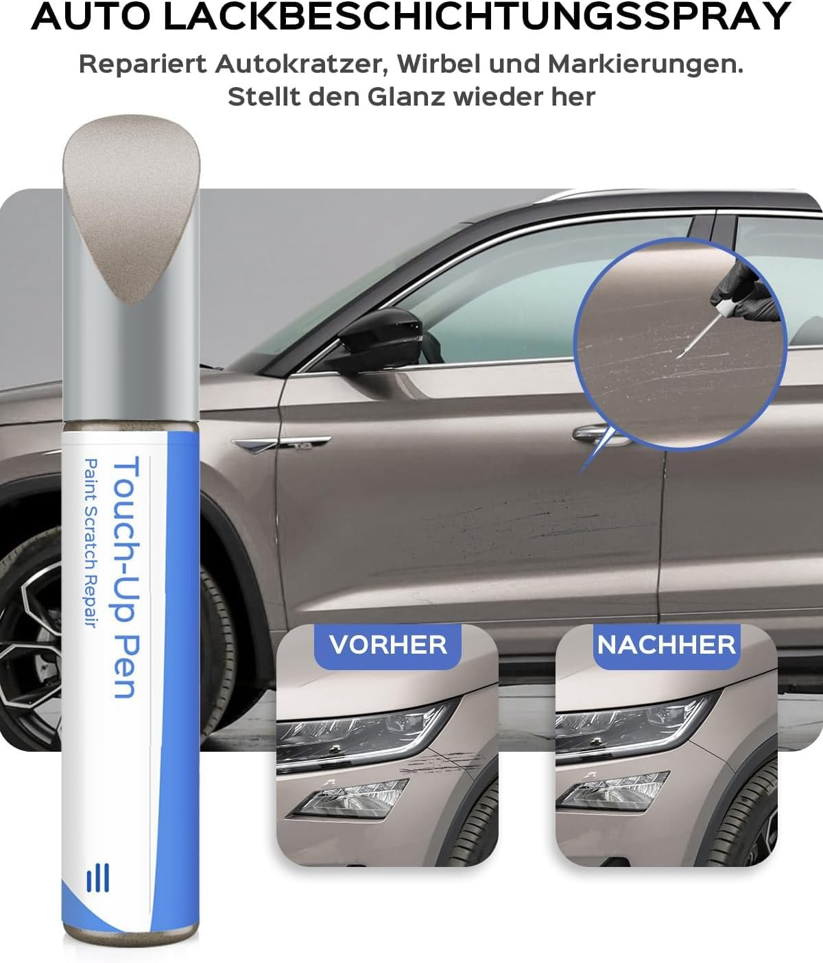 4K4K/ F8H Capuccino Beige Metallic Paint Pen Compatible with Skoda Exact Match for Chips and Scratches image number 2