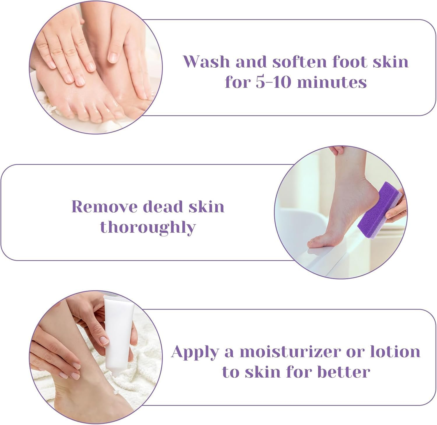 4 Pcs Pumice Stone for Feet, Foot Callus Remover, Foot Scrubber for Dead Skin & Callus Removal (Color:Purple) image number 3