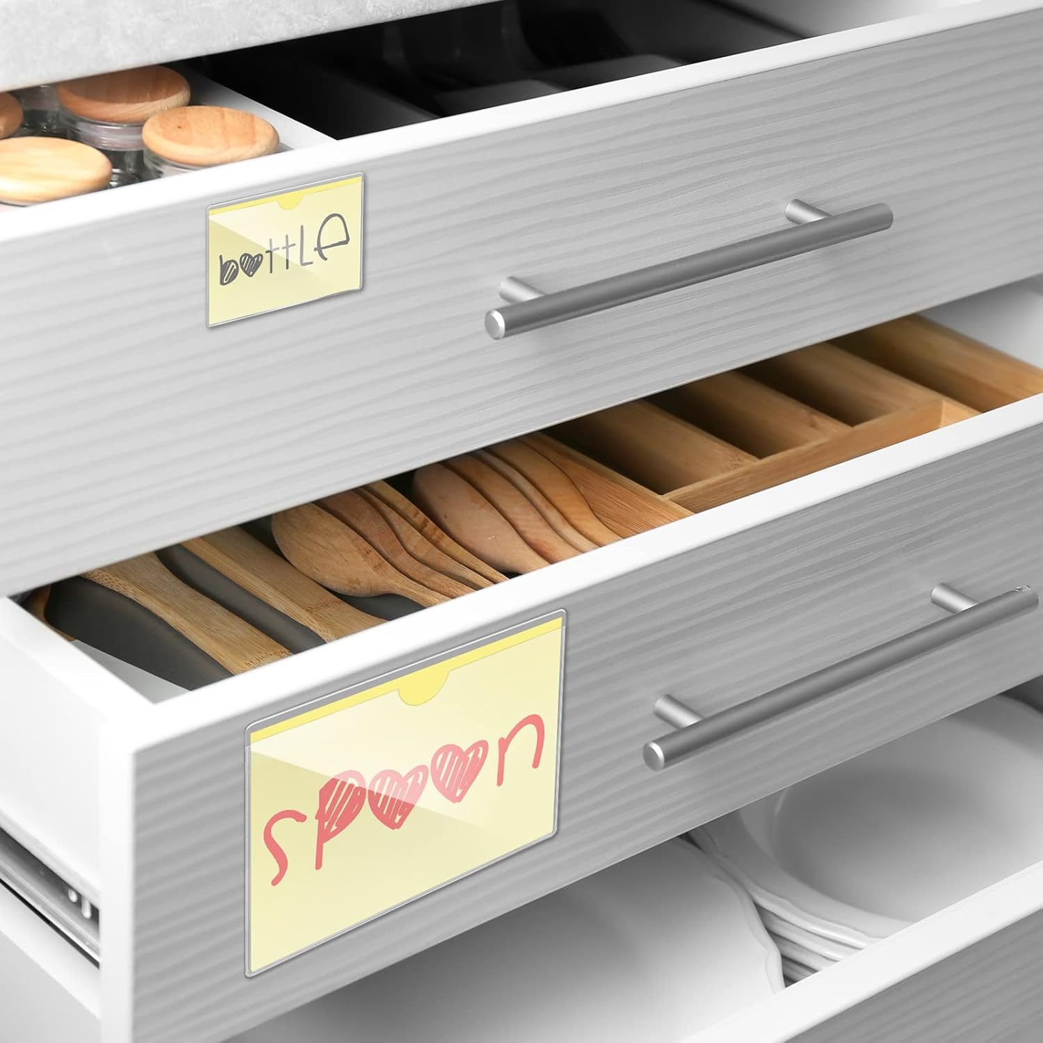 Clear Adhesive Pockets Self Adhesive Label Holder Adhesive Pockets for Planners Business Card Pockets Organizing and Protecting Index Cards, Business Cards, Photos, 5 Sizes(50 Pieces) image number 5