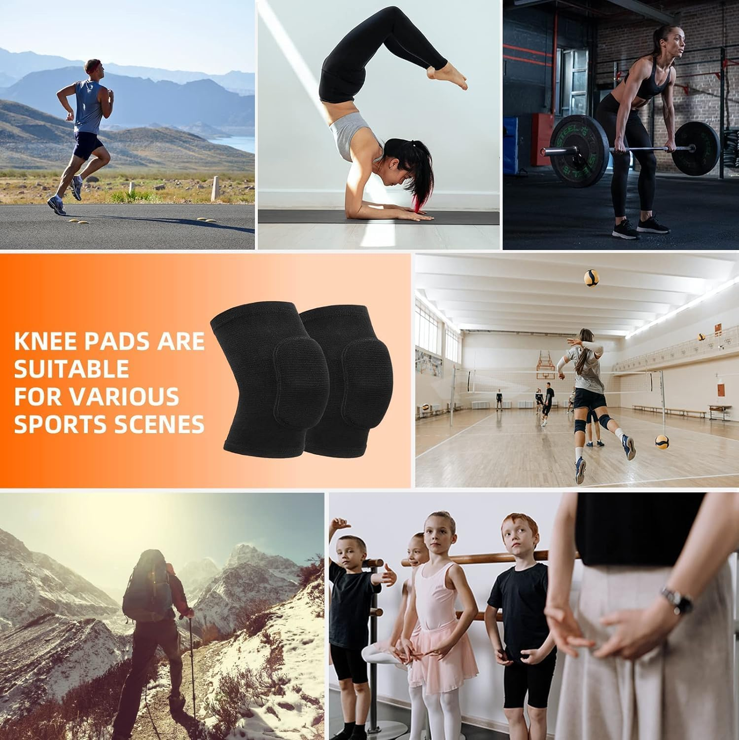 Volleyball Knee Pads for Dancers, Soft Breathable Knee Pads for Men Women Younth Girls Kids Knees Protective, Knee Braces for Volleyball Football Dance Yoga Wrestling Running Cycling(M Size) image number 6