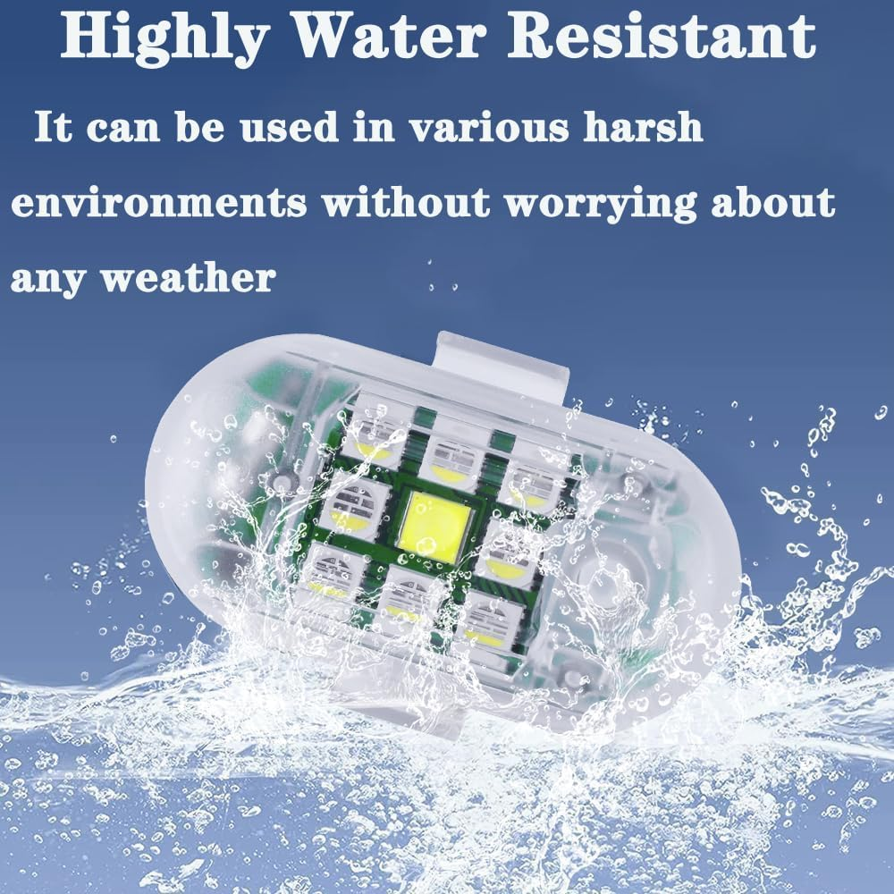 KEWAYO 4PCS Car Modification Navigation Light Wireless Remote LED Anti-Collision Frequency Explosion Flashing Light 7 Colors USB Charging Motorcycle Bicycle Tail Light Drone Night Running Light