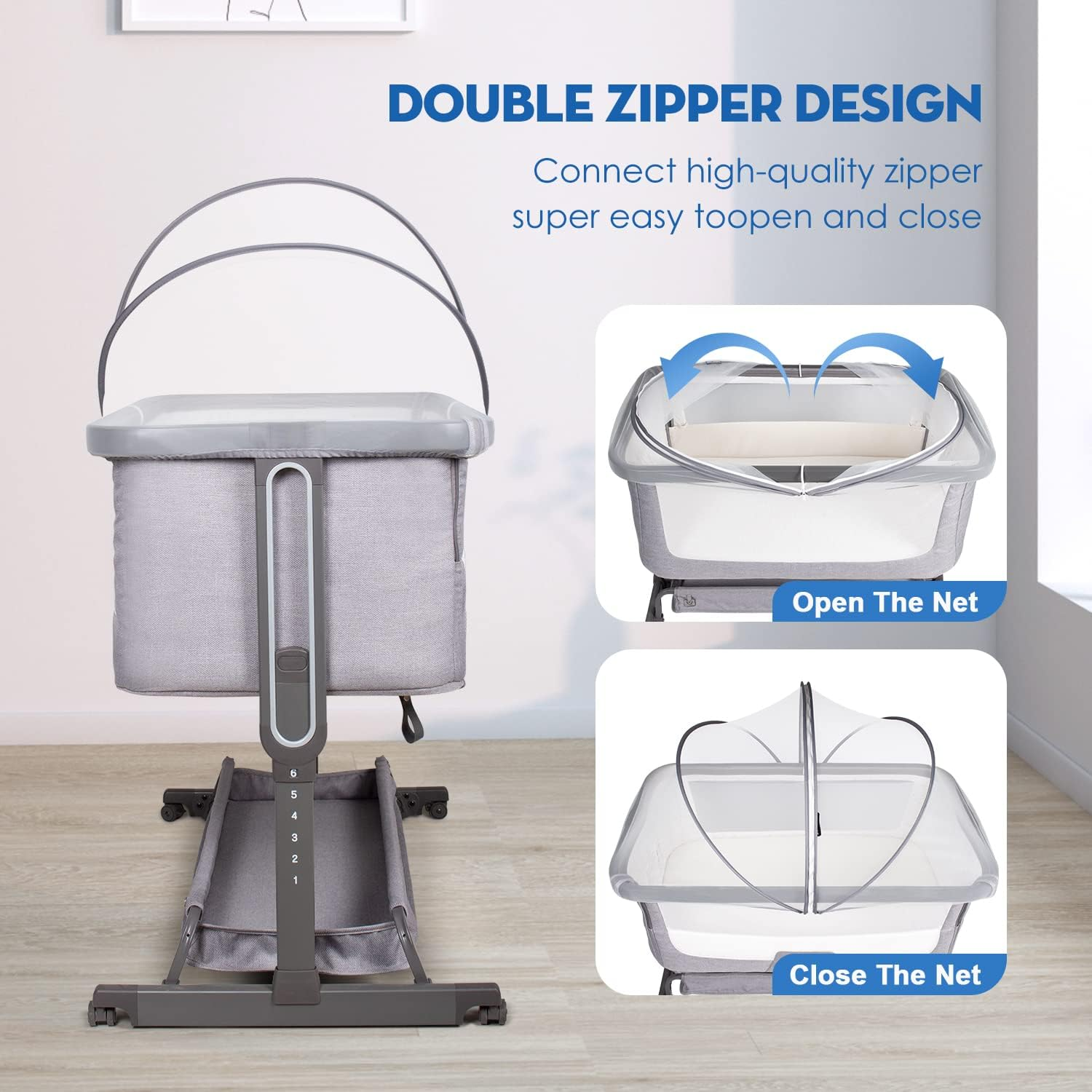 Beberoad Love Bassinet Mosquito Net Cover for Baby Bassinet Cover to Keep Cats Out Mosquito Net for Bassinet/Bedside Sleeper/Travel Cribs (White) image number 4