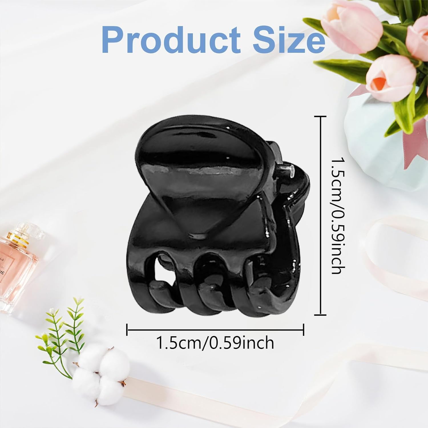 Small Hair Clips, Mini Hair Clips, Pack of 24 Hair Claw Clips, Plastic Hair Claw, Non-Slip Handle, Small Jaw Clips for Girls and Women (Black) image number 4