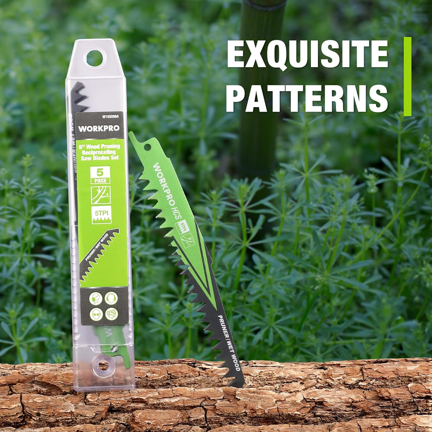 WORKPRO 5-Piece Reciprocating Saw Blades Set | Sabre Saw Blades for Cutting Branches | 152Mm 5TPI Saw Blades Set with Plastic Storage Box | Compatible with Most Reciprocating Saw image number 1