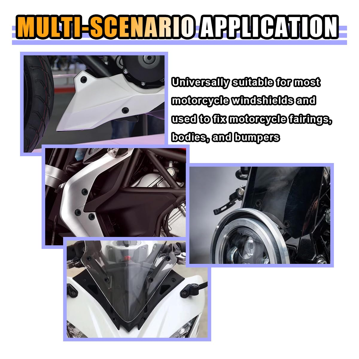 10 PCS Motorcycle Windshield Bolts Kit, Aluminum Body Mounting Screws Set, Universal Fairing Well Nuts Fastener Screw for Motorcycle Windshield and Body Panels (Black) image number 6