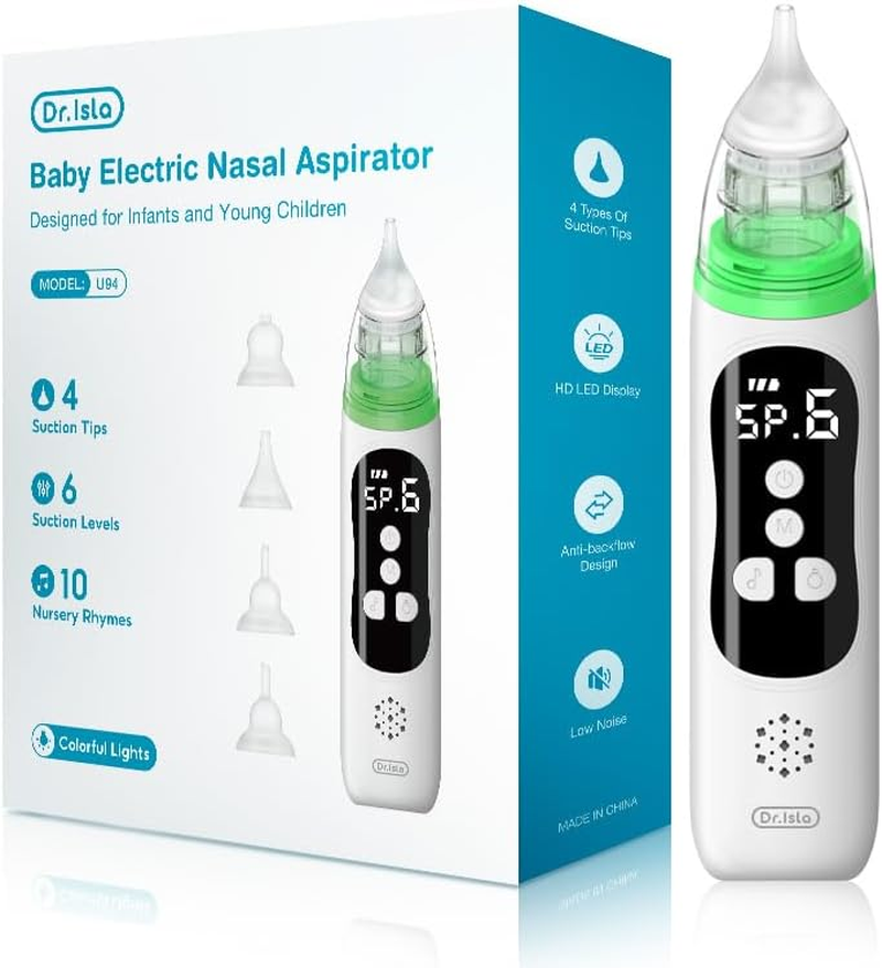 Henkion Baby Nasal Aspirator - Electric Nose Sucker for Baby - Auto Snot & Nose Cleaner Kit with 4 Silicone Tips, Carry Bag & Cleaning Kit, 6 Suction Levels, Music & Light Soothing Function image number 5