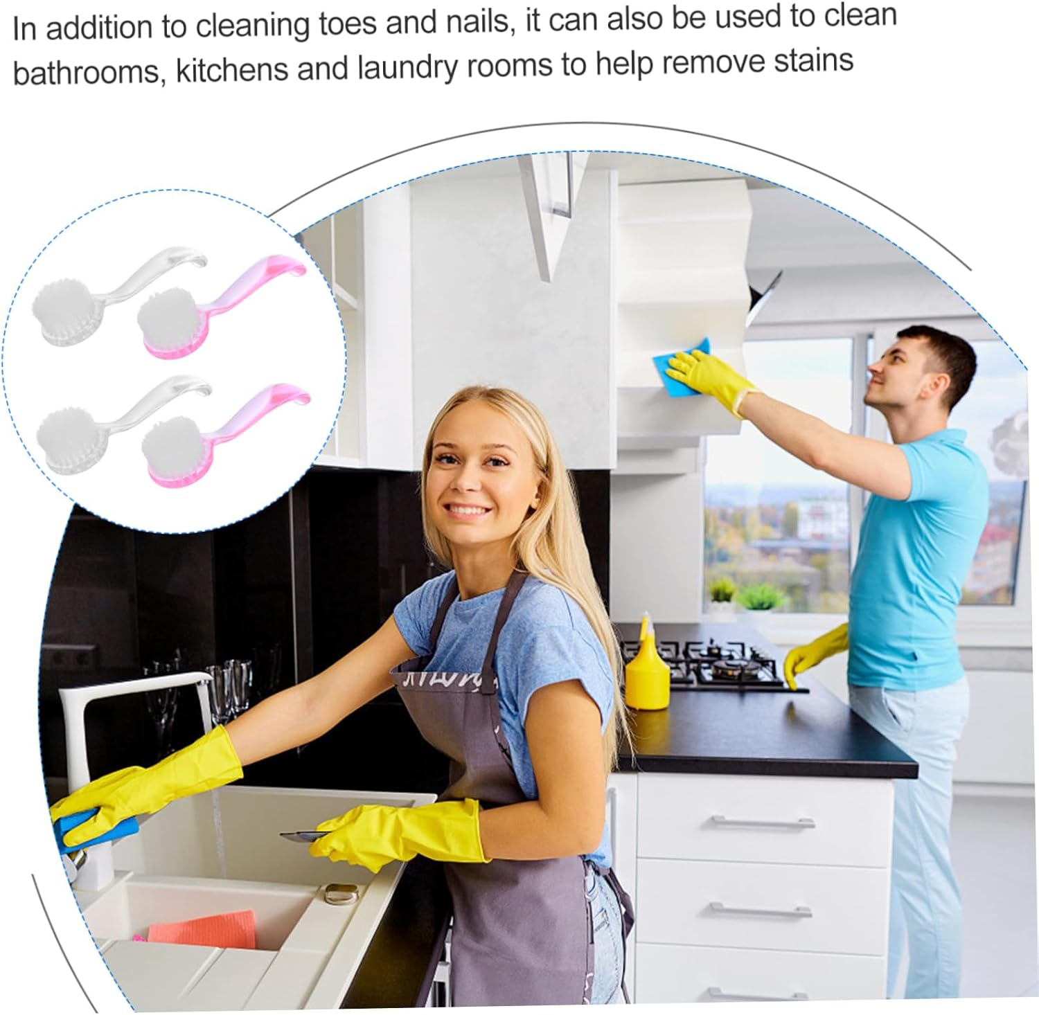 HAPINARY 4Pcs Nail Brush Dust Brush Soft Bristles Long Handle for Easy Nail Cleaning