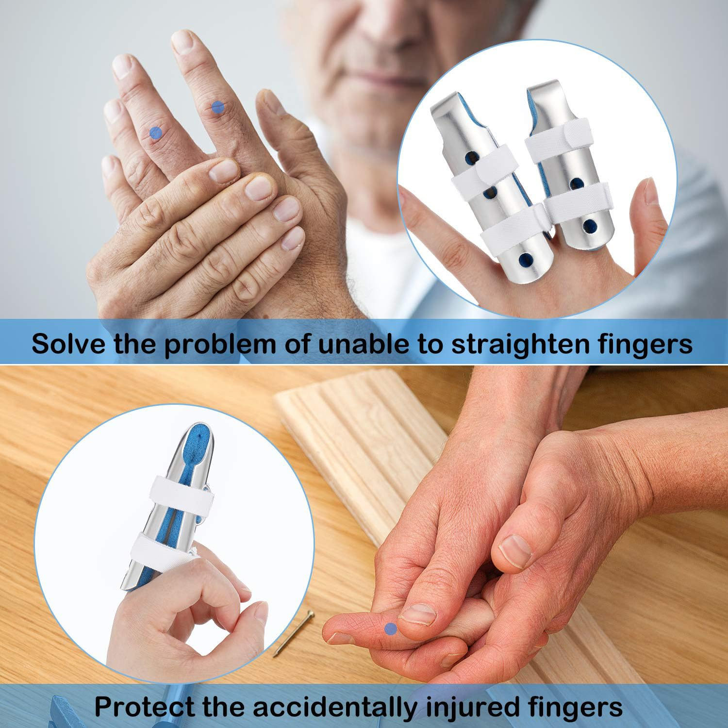 Metal Finger Splints 3 Sizes, Aluminum Finger Splint, Metal Finger Support Brace, for Broken Fingers Straightening Arthritis image number 2