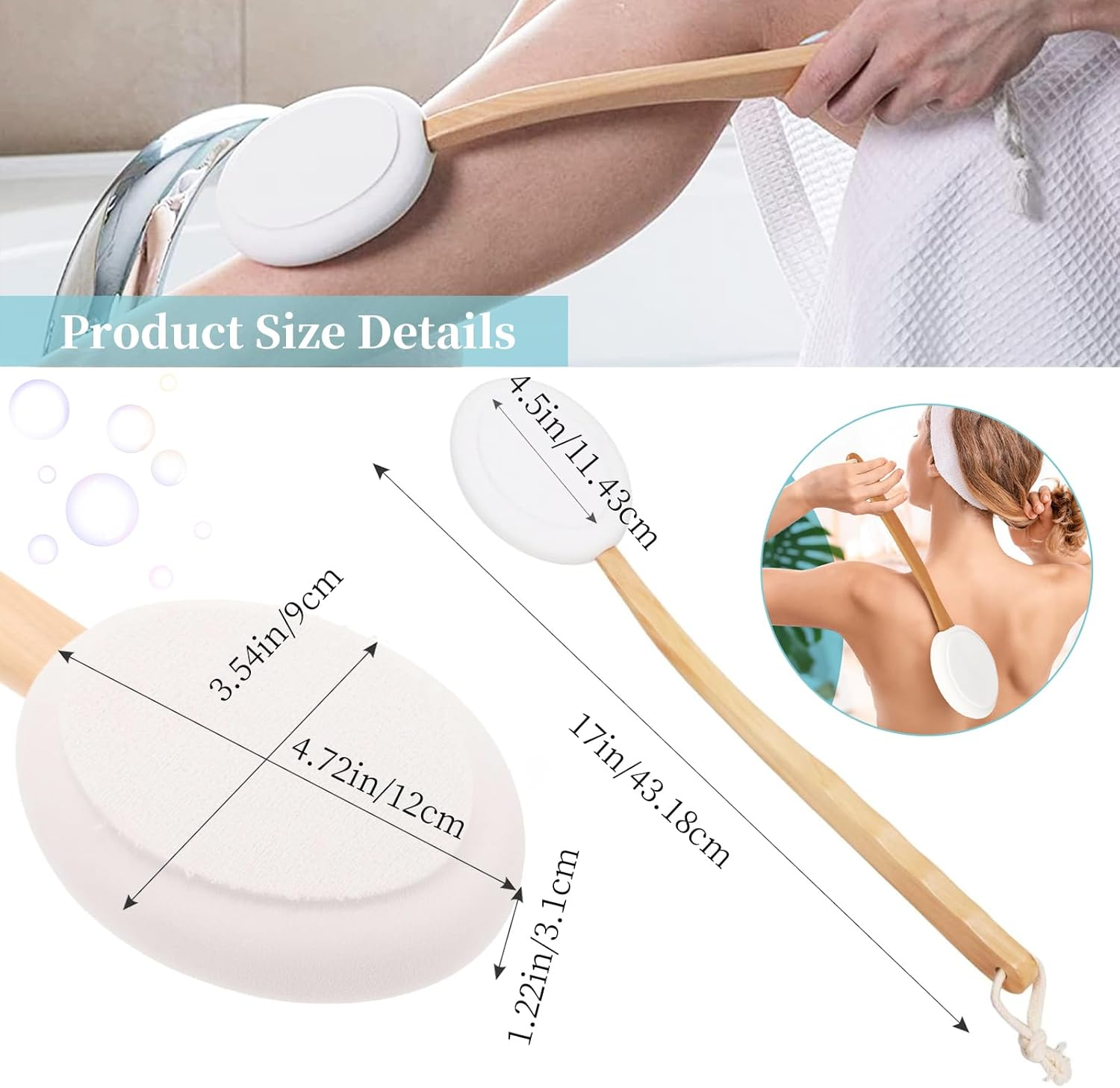 Lotion Applicators Set for Back, Feet, 1 Long Handle with 4 Replaceable Pads, Lotion Applicator for Men & Women, Curved Handle Easy to Target Back and Feet, Cream Medicine Applicator Apply image number 3