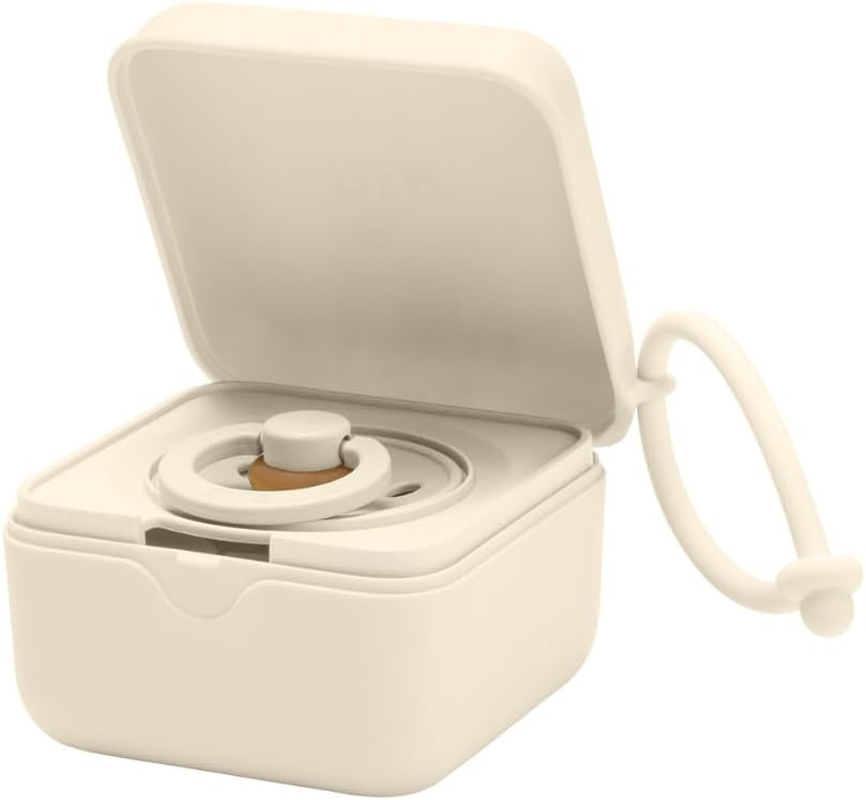 Bibs Pacifier Box with Strap. Soother Holder and Steriliser Case. 100% BPA Free Food-Grade Material. Made in Denmark. Ivory - Dusky Lilac image number 4