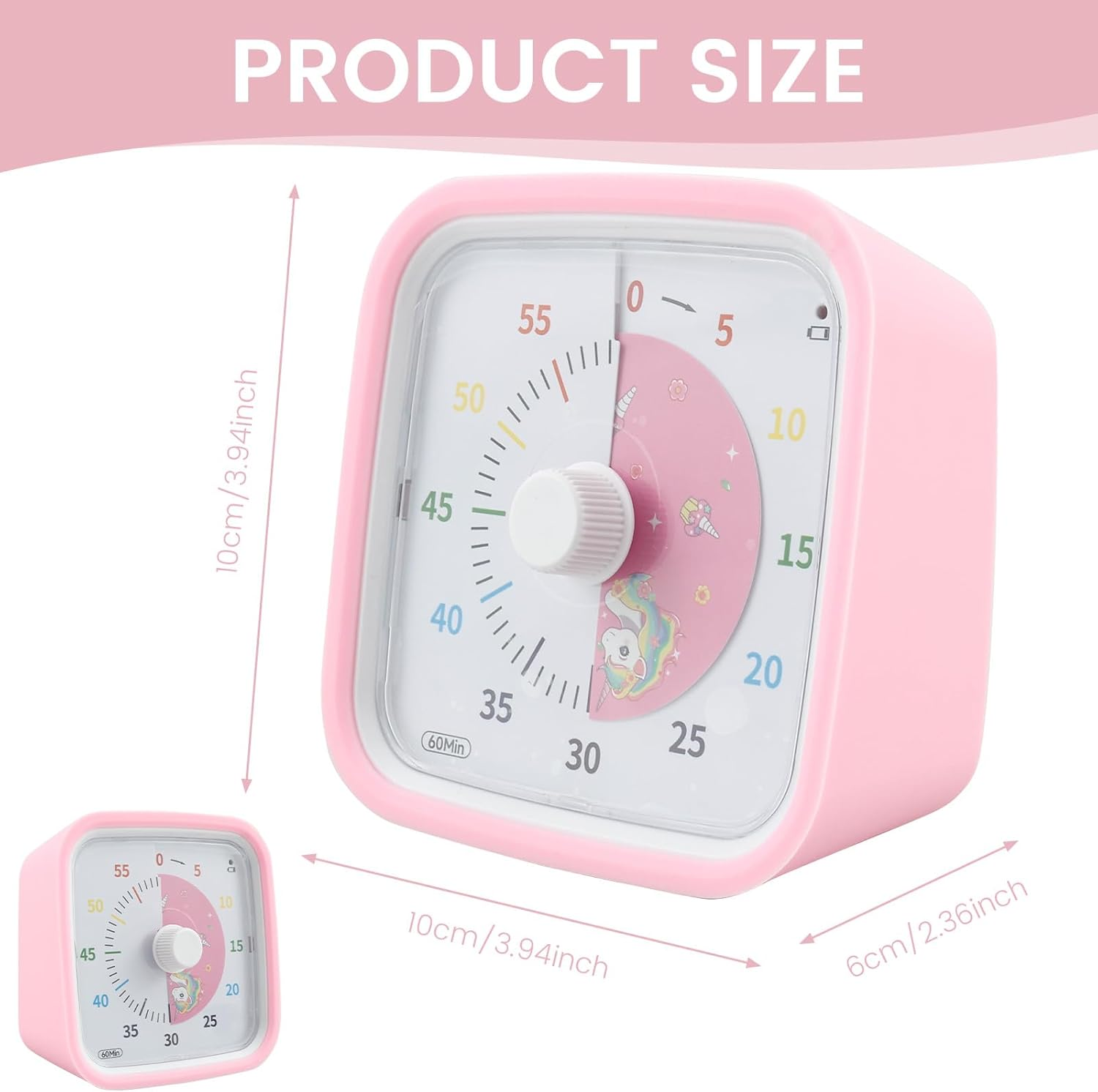 Visual Timer for Kids and Adults, 60 Minute Visual Countdown Timer, Non Ticking Classroom Timer, Silent Time Management Tool, Timer for Gym Classroom Studying Working (Pink) image number 3