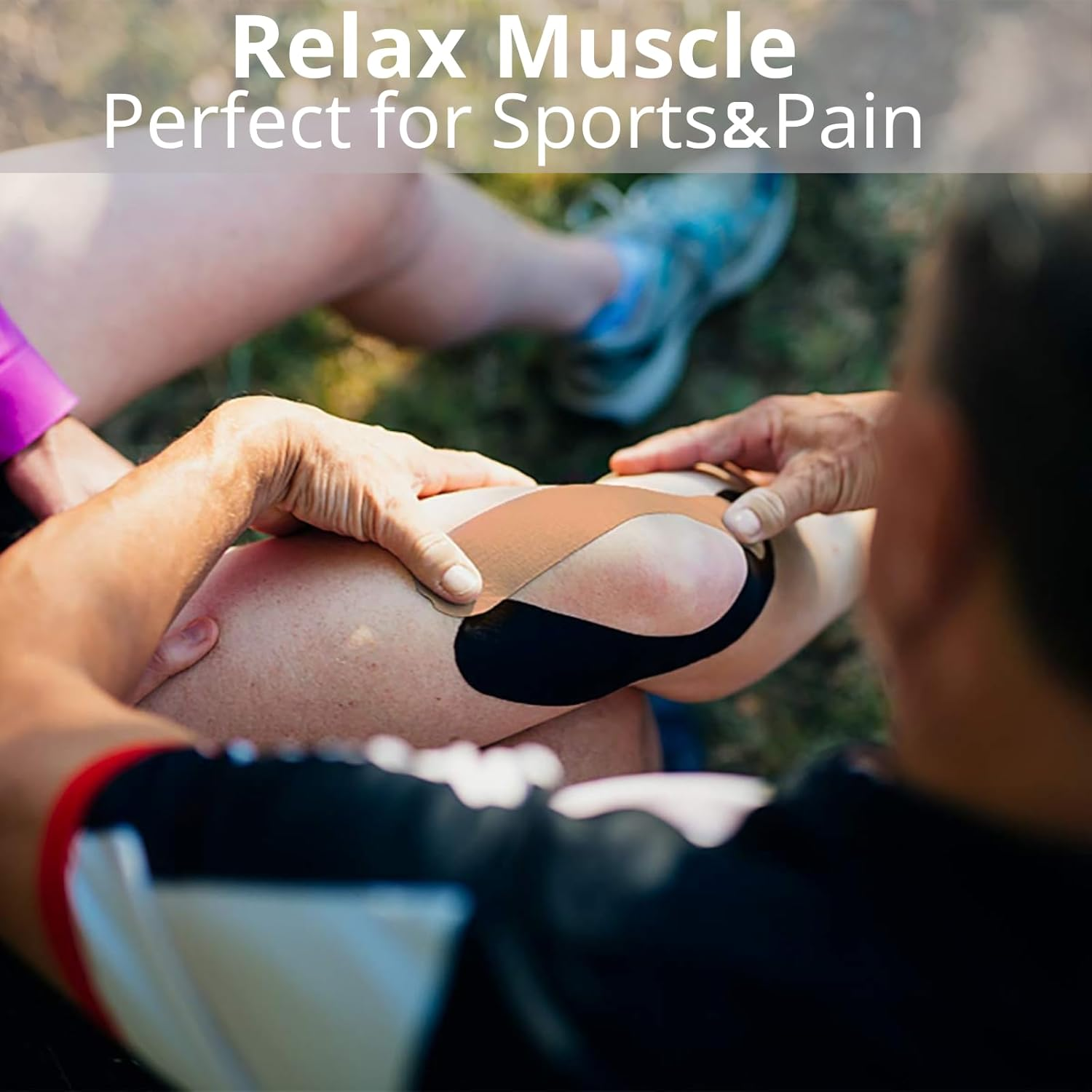 Kinesiology Tape Precut (2Pack), Elastic Therapeutic Sports Tape for Knee Shoulder and Elbow, Muscles, Ankle, Pain Relief, Water Resistant Tape, 20 Precut 10 Inch Strips (Black+Pink) image number 3