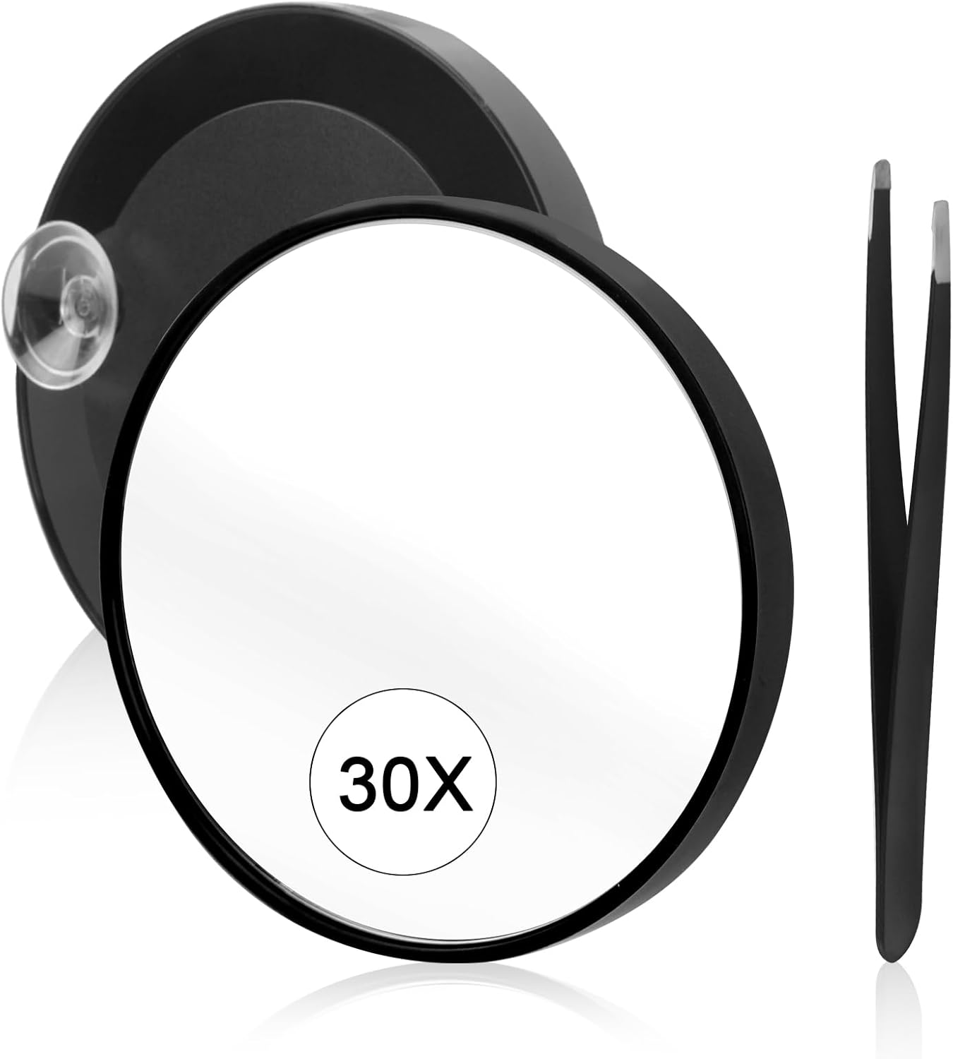 30 X Magnifying Mirror, Small Magnifying Mirror with Suction Cup and Tweezers, 3.5 Inch Travel Mirror for Makeup, Eyebrow Waxing and Facial Care, Ideal for Men and Women, Compact image number 2