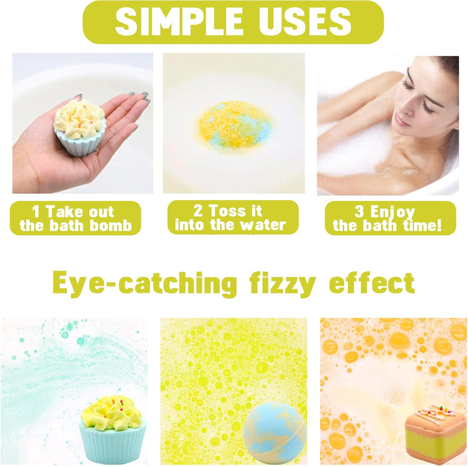 6Pcs Bath Bombs Gift Set - Colorful Fizzies Cupcakes Truffles Sprinkle Balls Spa Bath Kit with Organic Sea Salt Bubble Bath, Moisturizing & Stress Relief for Women, Girls & Moms image number 1