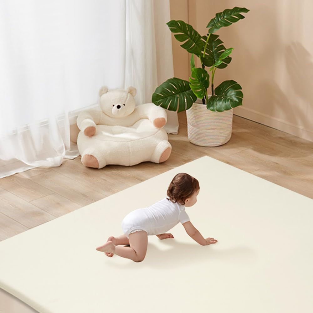 &zwnj;Playpals Baby Play Mat, Extra-Thick Vegan Leather Activity Mat with Washable Removable Cover, Non-Slip Cushioned Crawling Mat for Infants, Babies & Toddlers, Easy-Clean Floor Mat, 121X121Cm Beige&zwnj; image number 6