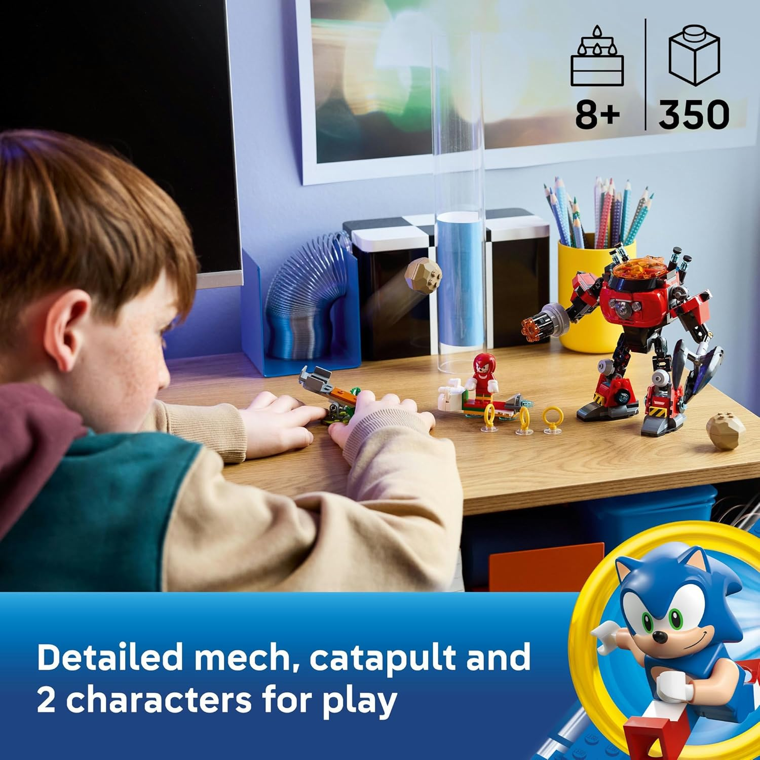 LEGO&reg; Sonic the Hedgehog&trade; Knuckles Vs. Dr. Eggman Egg Crusher Mech Toy 77005 Interactive Set for Kids, Fun Toy for Gamers, Boys, Girls and Fans Aged 8 Years and over Who Love Gaming Merch