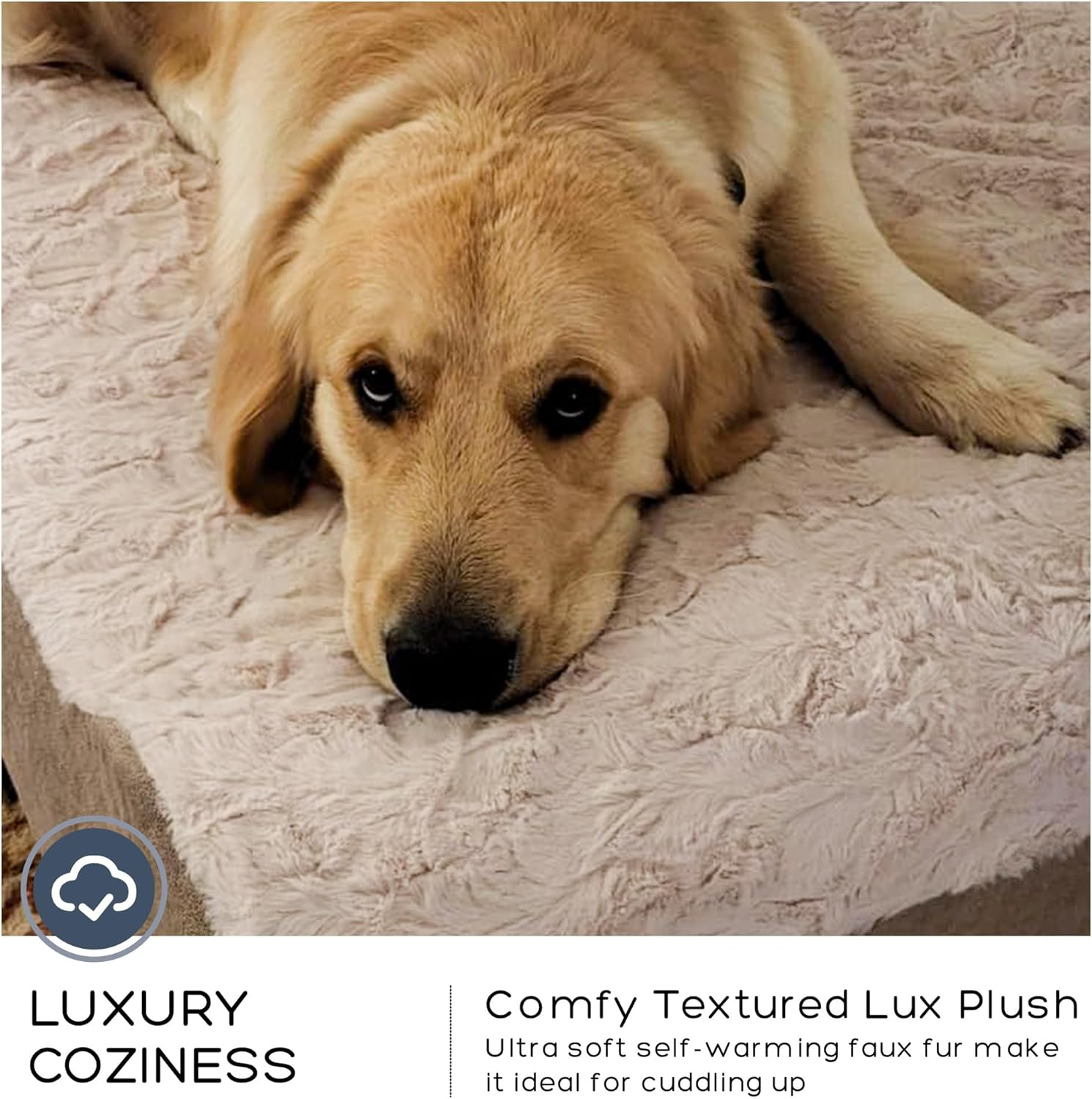 Petfun Jumbo Orthopedic Dog Bed for Large Dogs - 7-Inch Thick Memory Foam Dog Bed with Pillow Removable Cover Machine Washable (Off-White | Textured Plush), 50''L X 34''W X 10''Th I Extra Large - Dark Grey image number 7