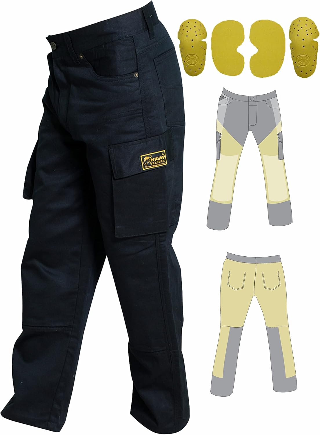 Men Motorcycle Black Cargo Jeans Pants Reinforced with Dupont&trade; Kevlar&reg; Fiber image number 4