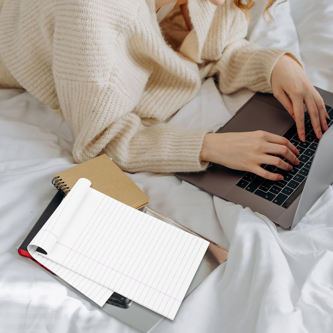 TOVINANNA Legal Pads, 4PCS Wide Ruled Writing Pads Refills Note Pads Lined Memo Pads A5 Legal Pad Wide Ruled Lined Pads Legal Rule for School Office 12.7 * 20.3Cm