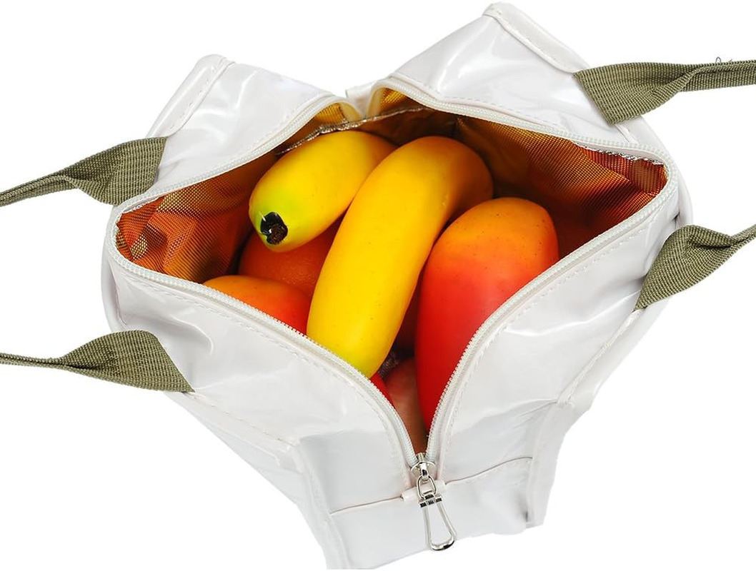 Isuperb Waterproof Lunch Bag Insulated Thermal Cooler Tote Zipper Organizer Storage Bag for Adults,Men Women Work Picnic (White) - White image number 2