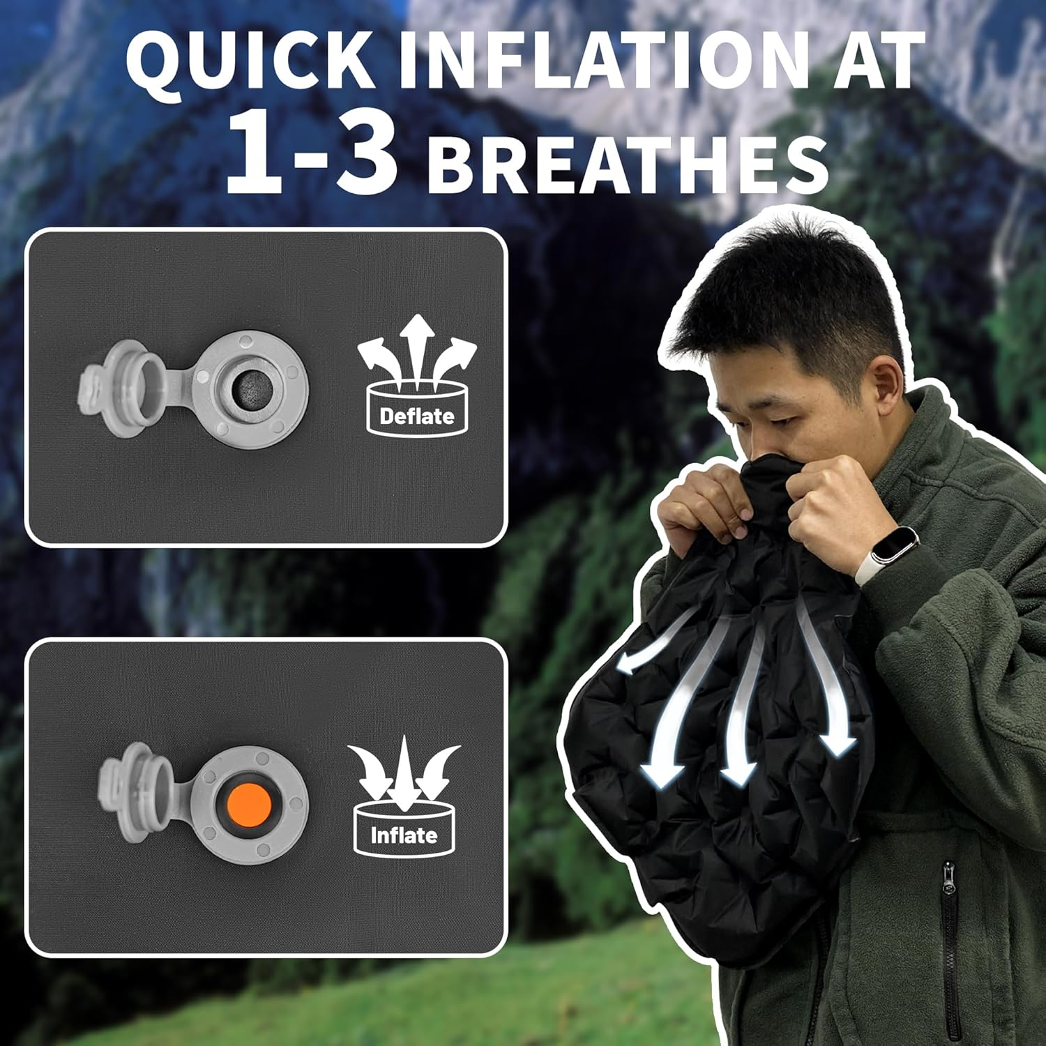 YEEKORO Inflatable Seat Cushion, Lightweight Camping Air Sitting Pad with Repair Cloths, Waterproof Stadium Seat Pad, Portable Seat Cushion for Climbing Hiking Office Airplane Car Stadium Seat - Black(2 Pack) image number 7