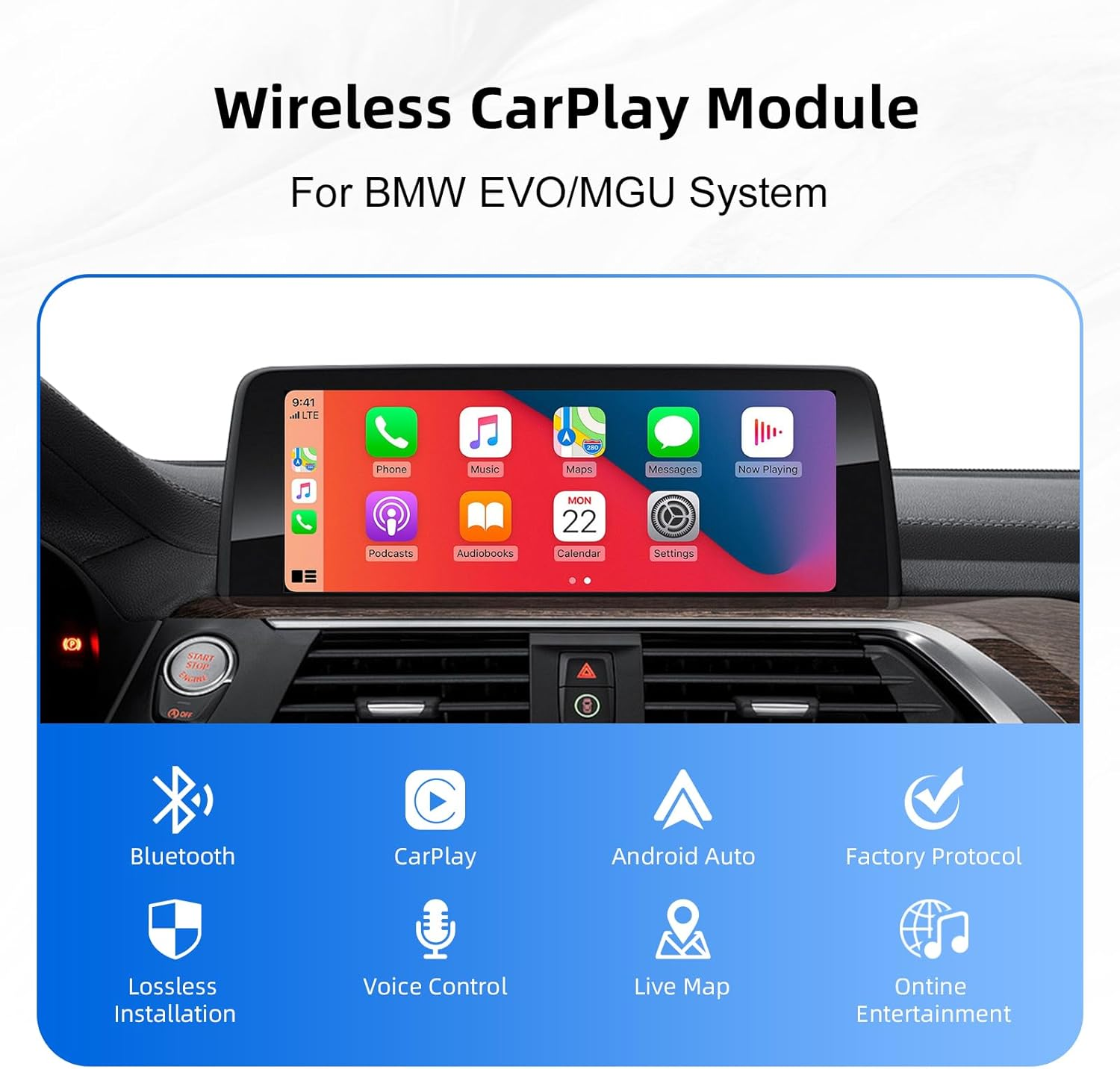 ANYFAR Decoder Adapter Fits 2017-2018 BMW X1 X2 X3 X4 X5 X6 MINI & 1-5 Series with EVO/MGU System, Supports Wireless Carplay Android Auto/Mirror Link/Camera/Usb Drive/Navigation Etc image number 6
