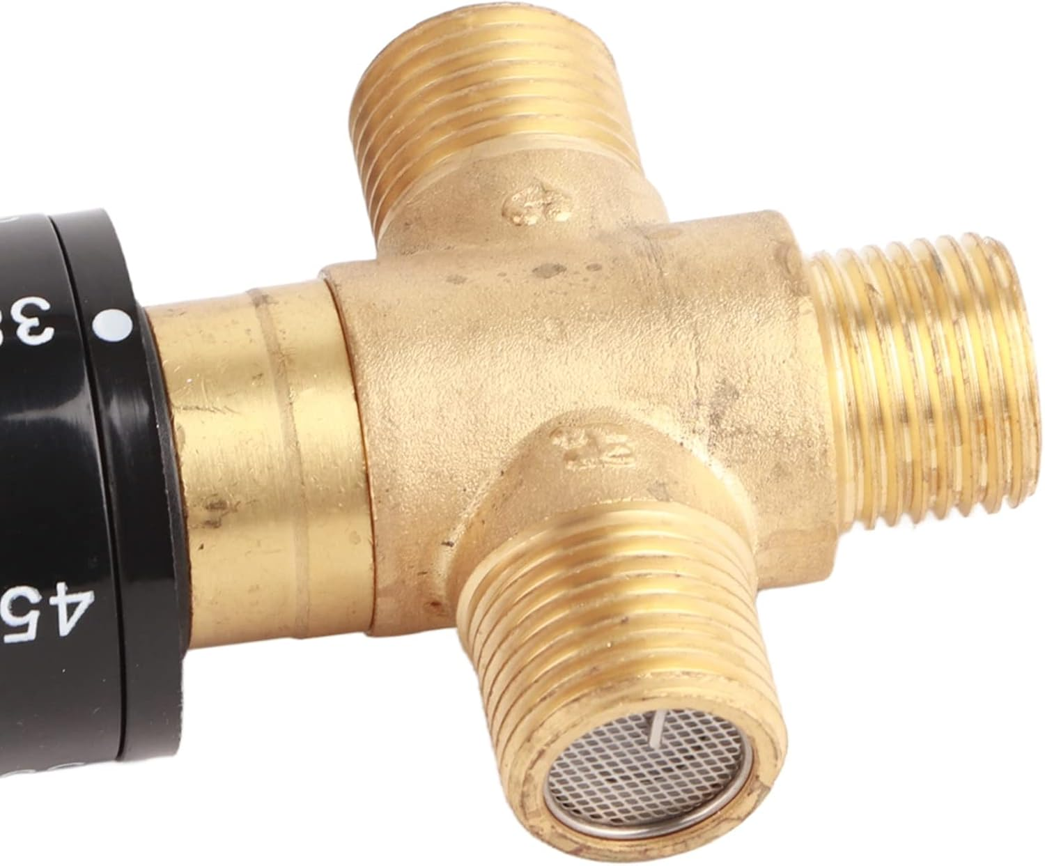 Gugxiom Thermostatic Mixing Valve, G1/2 Solid Brass, Temp Control, Three Way, Anti-Scald, Easy Install, Bathroom, Kitchen, Washroom