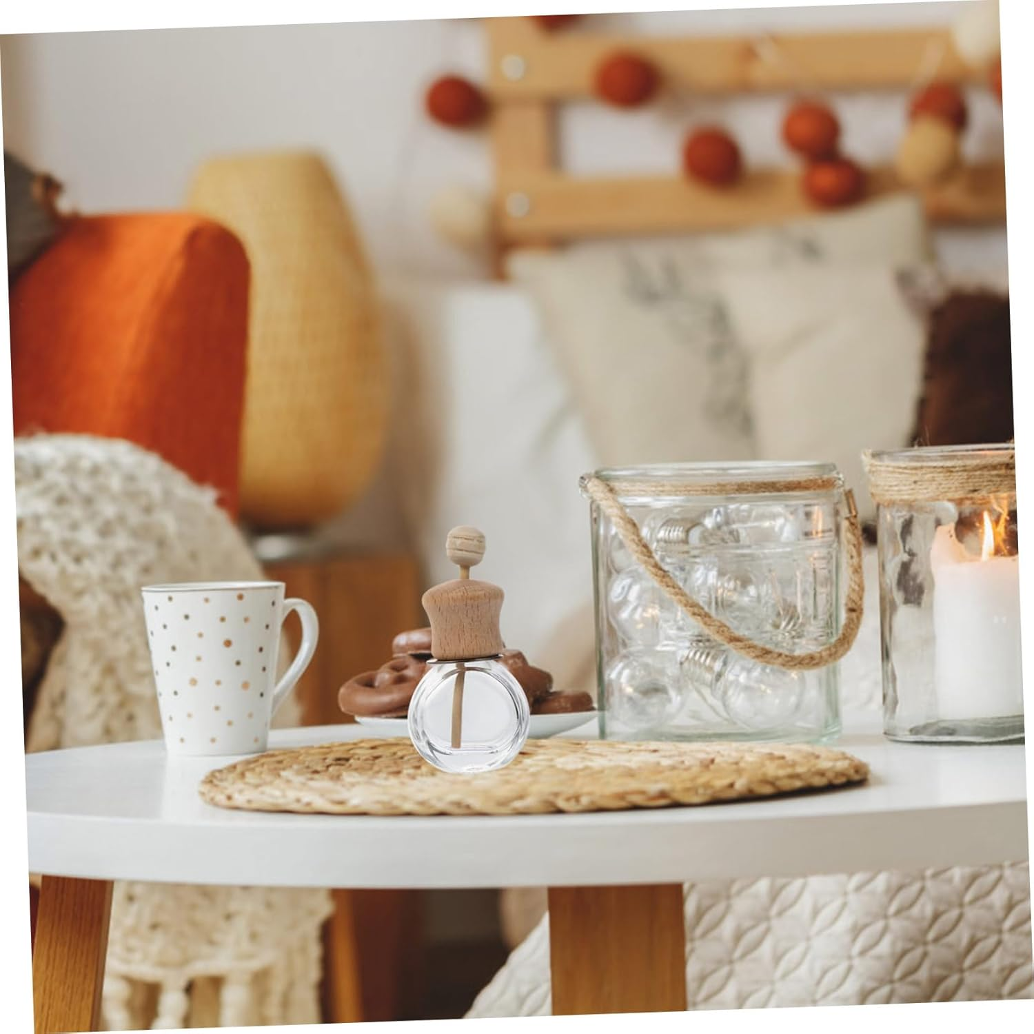 3Pcs Car Diffuser Bottles Essential Oil Aromatherapy Containers Wooden Lid Easy to Install for Refreshing Car Fragrance