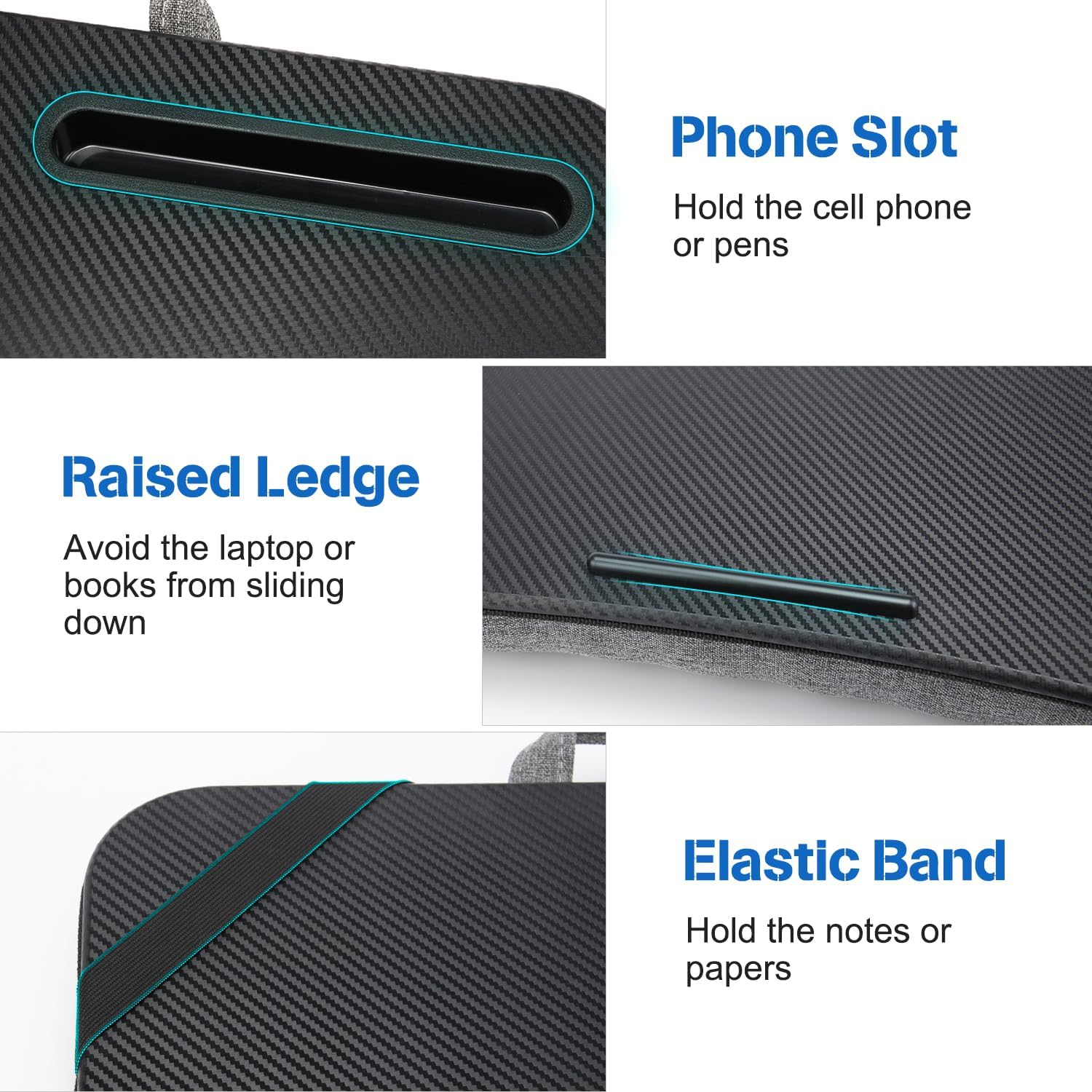 SEDISON Laptop Lap Desk with Phone Holder and Device Ledge, Lightweight Laptop Desk 45Cm * 35Cm Black Bed Tray Laptop image number 2