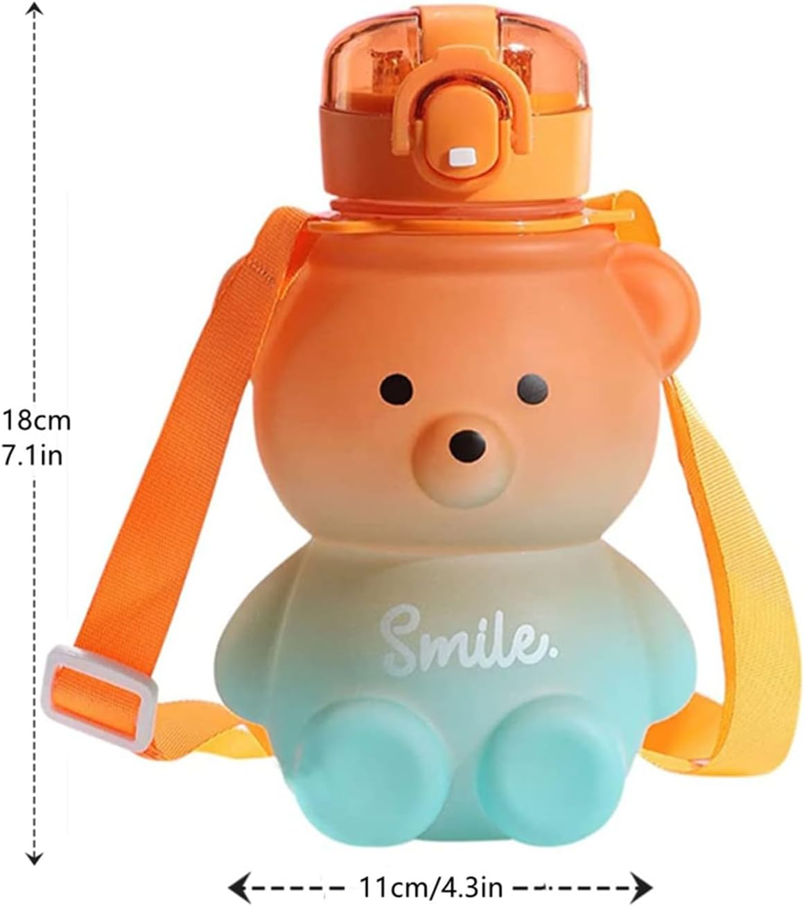 Yeanifeana Cute Teddy Bear Water Bottle 27Oz with Straw & Adjustable Strap, Bpa-Free Leakproof Portable Drinking Cup for Girls, School, Sports, Travel (Yellow) - Green image number 3