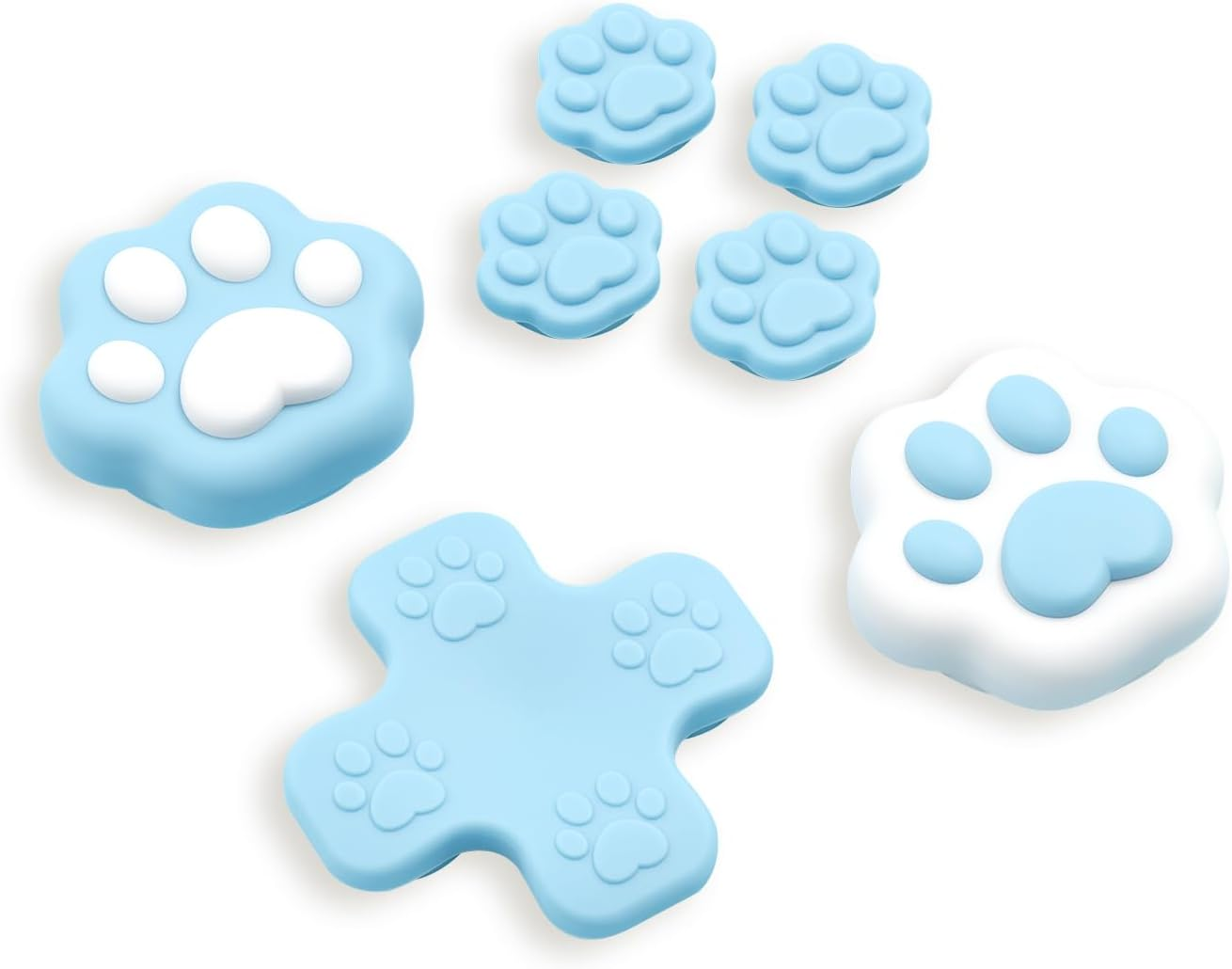 Geekshare Silicone Cross D-Pad Button Caps Set Joystick Cover, Cat Paw ABXY Key Button Thumb Grips Compatible with Switch 2 Game Console - Pink