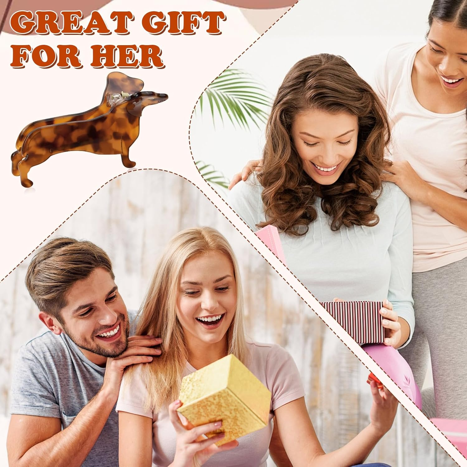 Culinavog Pack of 3 Women'S Hair Clips, Small Dachshund Hair Clips, 8 X 4 Cm Plastic Hair Claws for Thin Hair, Cute Mini Hair Clips for Women Girls Hairstyles image number 2