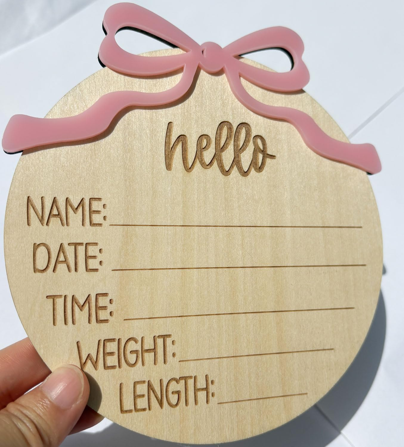 Monthly Baby Milestone Cards for Girls &ndash; 13 Wooden 3D Milestone Discs with Hello World Birth Announcement Sign &ndash; Newborn Photo Props for Baby Girl image number 6
