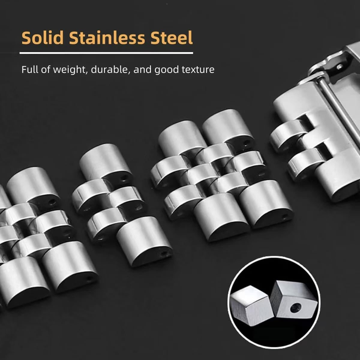 Stainless Steel Watch Band Curved Ends Tapered 18Mm 19Mm 20Mm 21Mm 22Mm 24Mmflexible Metal Watch Strap Smartwatch Bracelet Deployment Double Fliplock Buckle Silver Black Gold image number 4