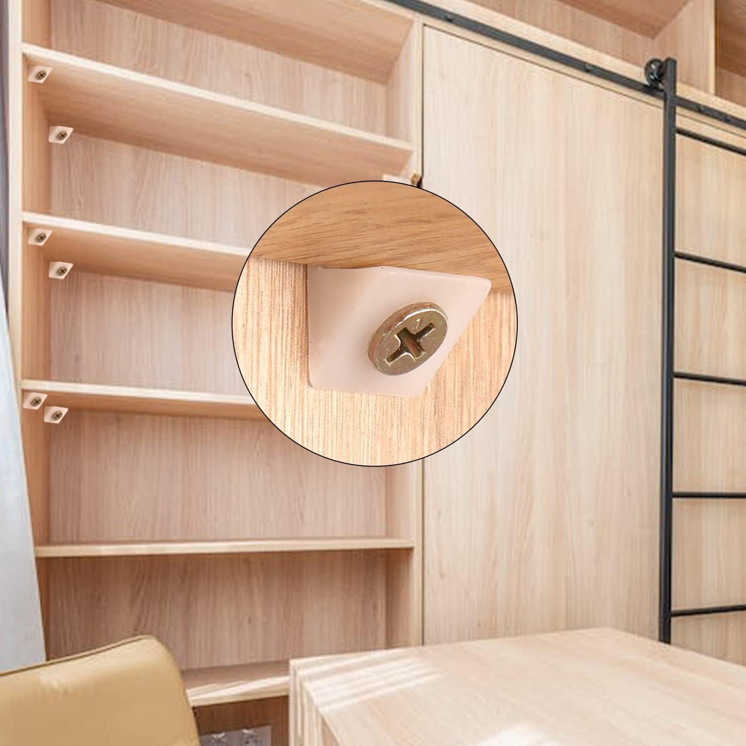 Walquicks 120 Pcs Wedge Bracke, Furniture Chest Drawer Bottom Repair Fixing Mending Drawer Plastic Angle Code Bracket Fastener with Screws for Sagging Drawers, Home Repair, Furniture Cabinet, Desks image number 4