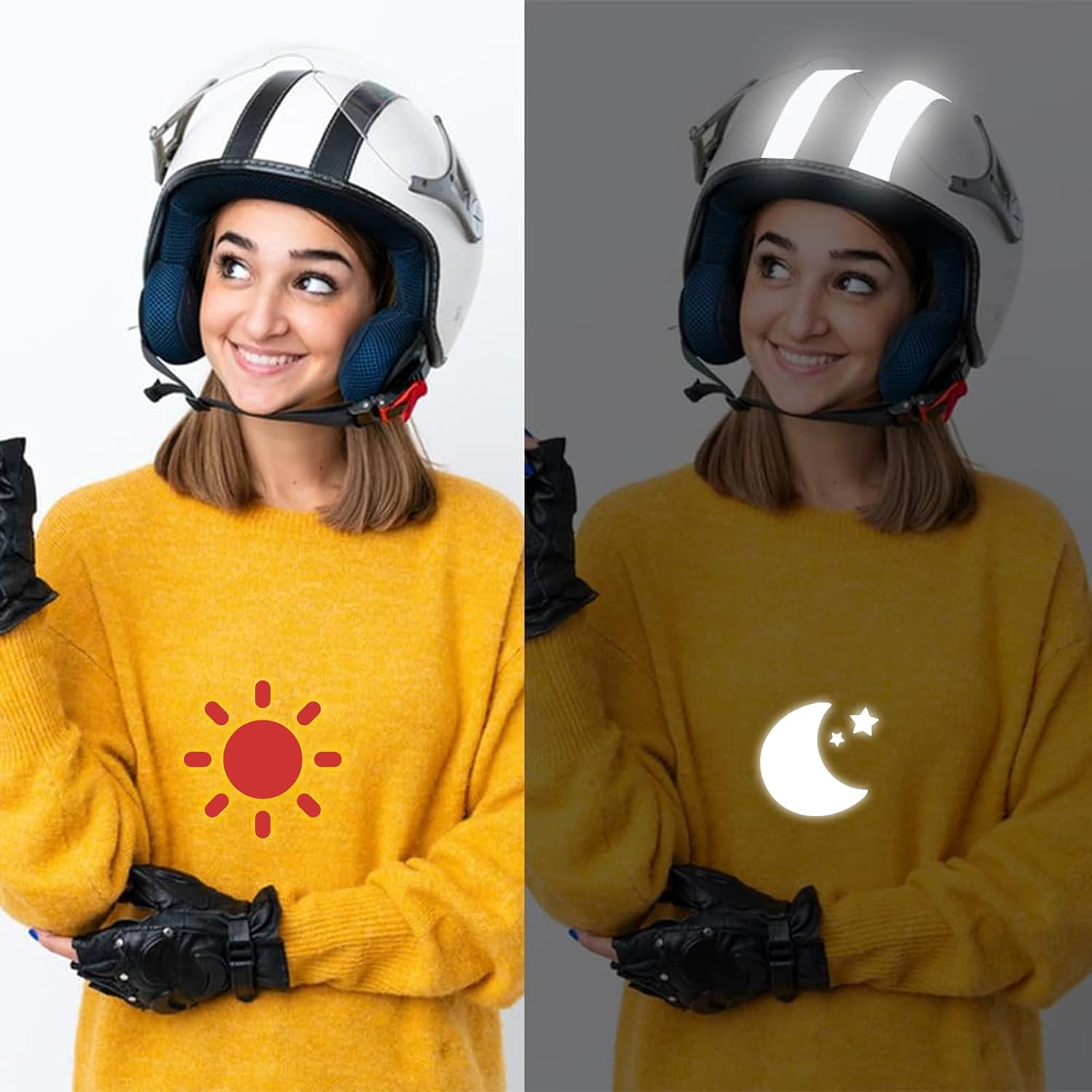 MAEZOE 10Pcs Black Reflective Stickers for Motorcycle Helmet &ndash; Night Visibility, Weatherproof Adhesive, Discreet Design &ndash; for Bike, Scooter, Kids Helmet Riders image number 6