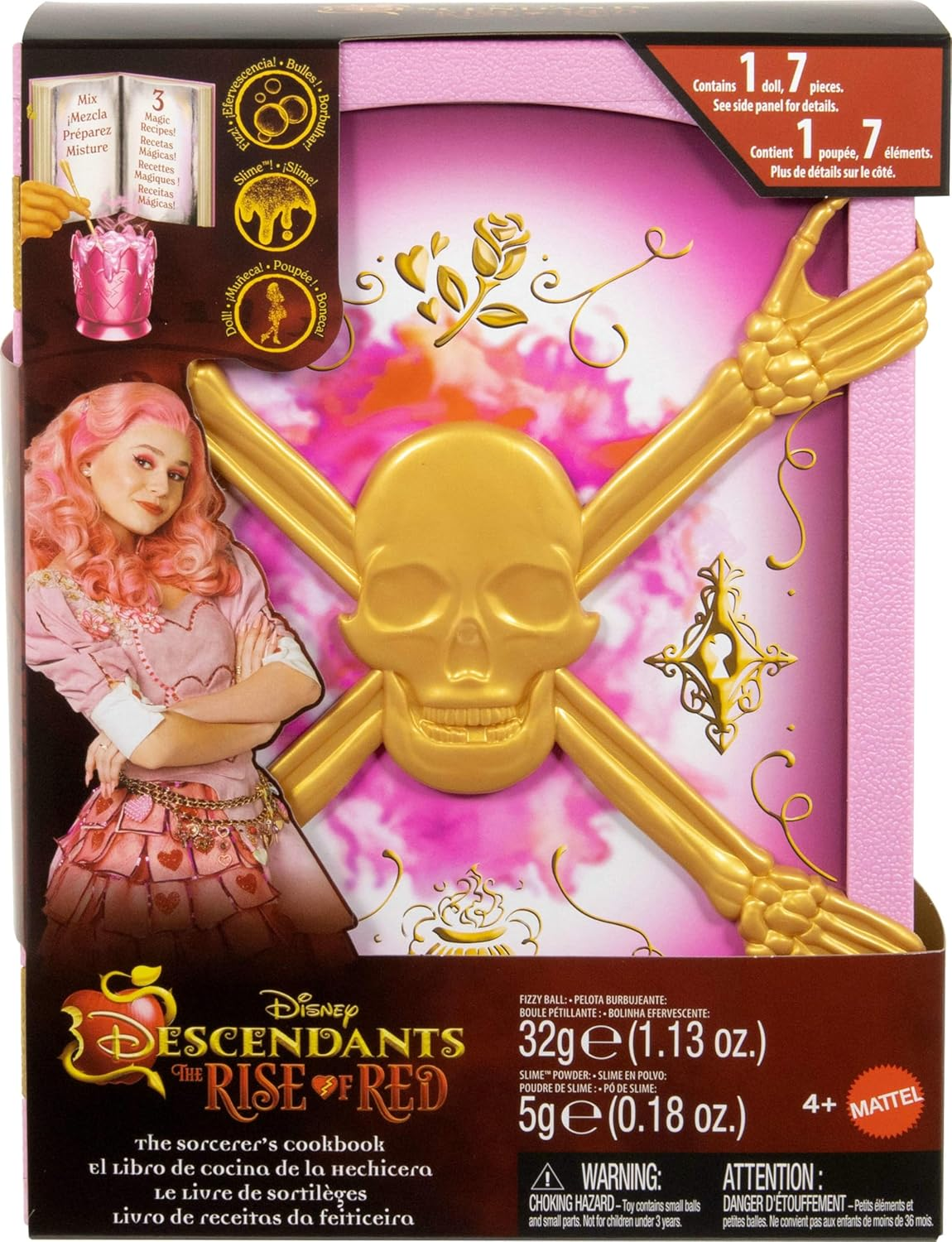 Mattel Disney Descendants: the Rise of Red Doll & Playset, the Sorcerer&rsquo;S Cookbook with Bridget, Young Queen of Hearts, Reveals with Fizz & Slime image number 1