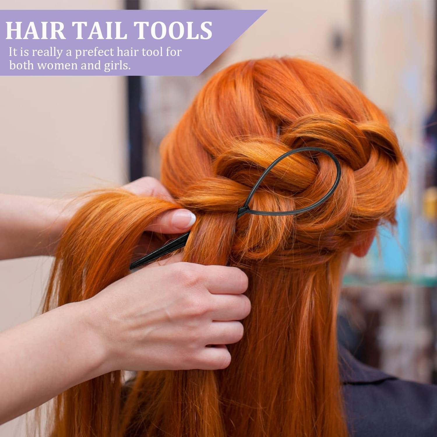 3Pcs Topsy Tail Hair Tool, Hair Braiding Tool French Braid Loop Tool, Rat Tail Comb Fast Hair Styling Accessories (Black) image number 1