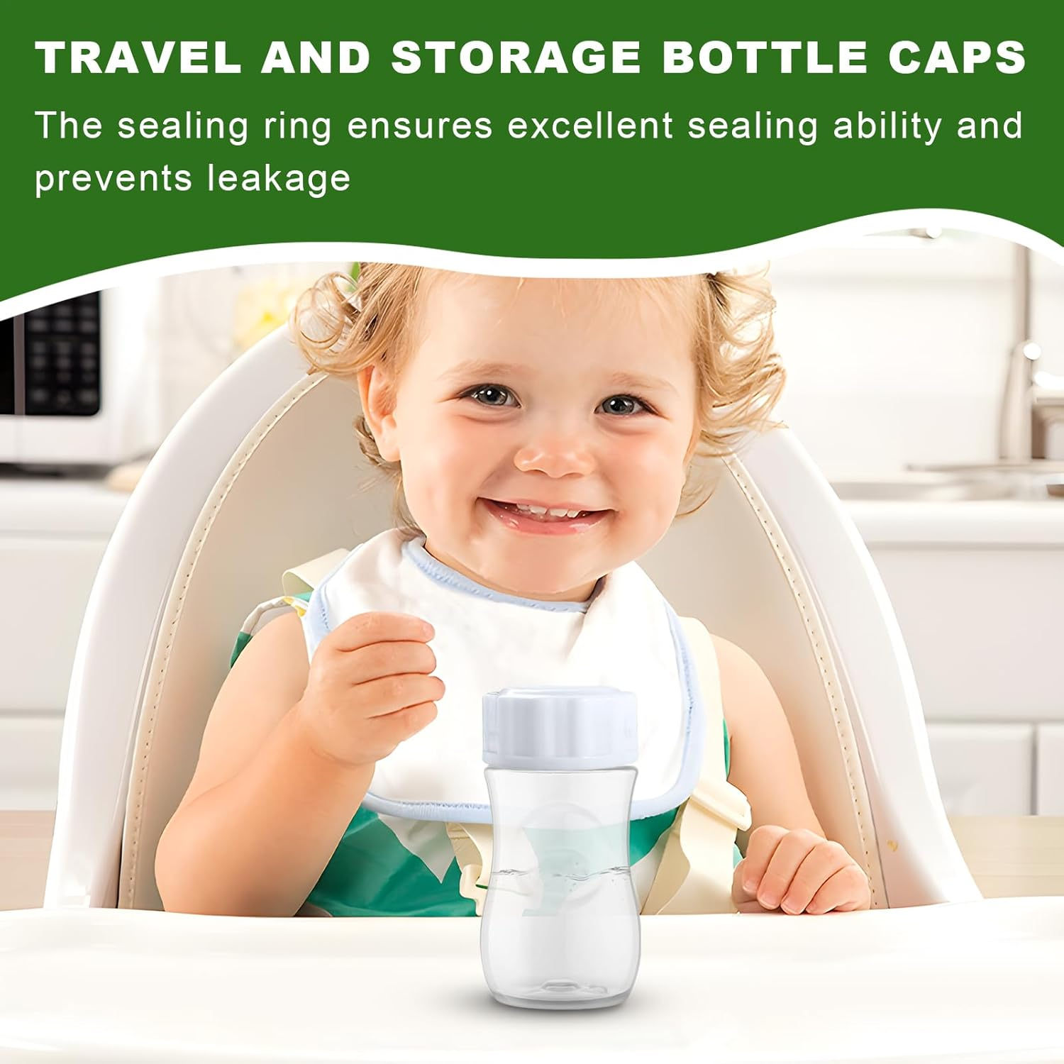 Caps, Baby Bottle Covers, Leakproof Milk Lids, 18.3/14.2/8.5 Cm Toddler Drink Seals, Replacement Travel, 6-Pack Assorted, Ideal for Car, Plane, Business and Vacation Use image number 1