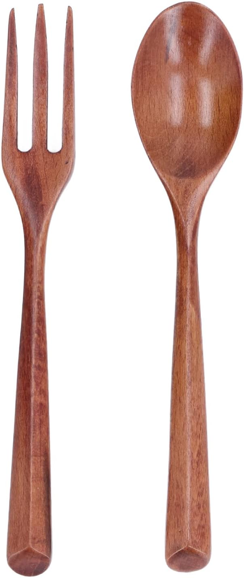 Baxnore 2PCS Wooden Fork Spoon Set, Heat Resistant Wooden Fork Spoon, Scratch Resistant Wooden Flatware, Wood Kitchen Utensil for Cooking image number 4