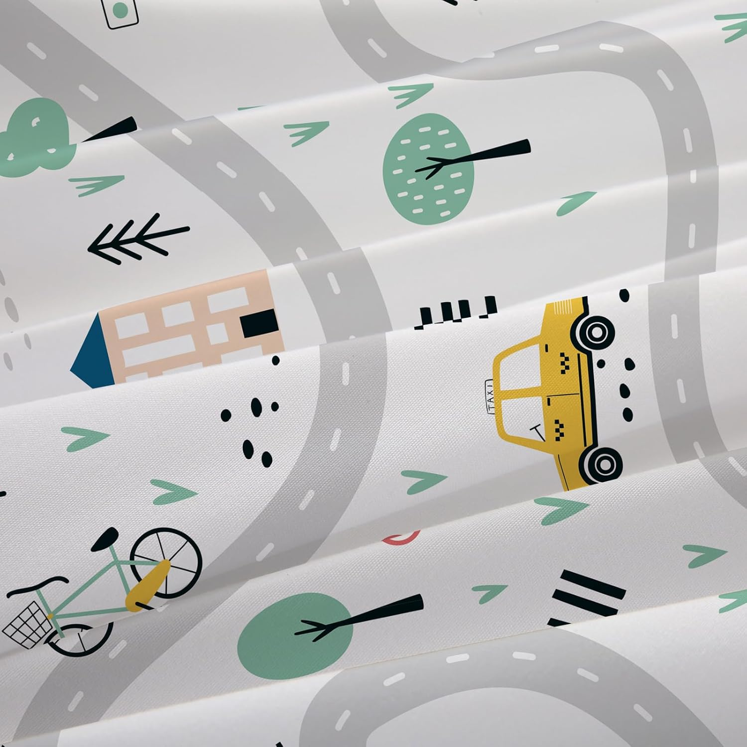 Yasida Twin Kids Fitted Sheets Road Traffic Themed Sheet and Pillowcases Set Cute Cartoon Truck Bed Boys Twin Sheet Set 2 Piece Bedding Decor Set image number 4