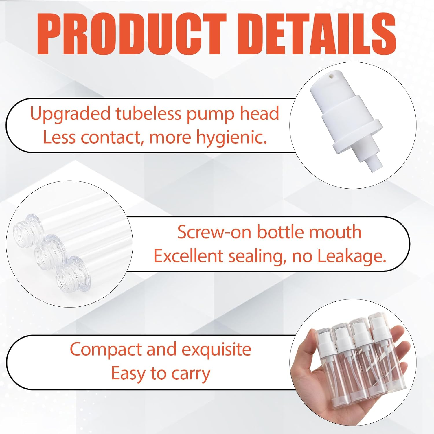 4 Pack 10Ml Clear Airless Pump Bottles, Refillable Vacuum Cosmetic Travel Containers, Leak-Proof Press Bottles for DIY Foundation, Gel, Essence, Lotion & Moisturizer