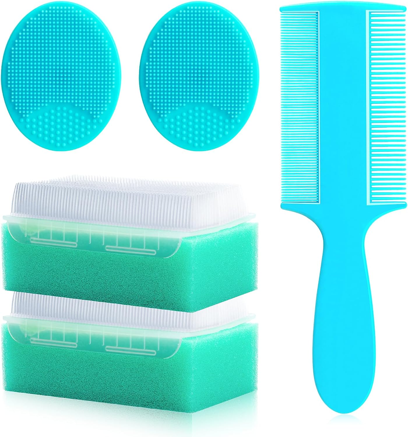 Cradle Cap Brush for Babies, 5Pcs Cradle Cap Treatment Set with Soft Bristle Brushes Silicone Scrubber Long Comb for Newborn Bathing Essentials Baby Brush and Comb Set (Green) image number 2
