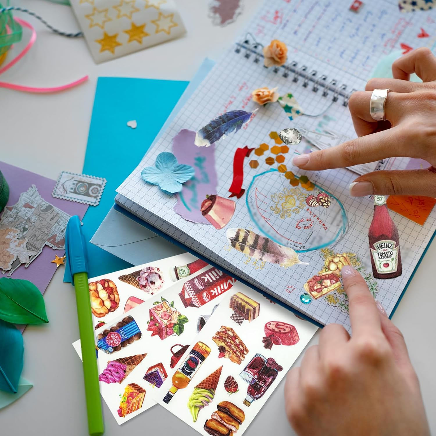 NILLOS Scrapbook Washi Paper Stickers, 12 Sheets Vintage Art Aesthetic Stickers for Album, Planner, Diary, Laptop (4 Themes) image number 4