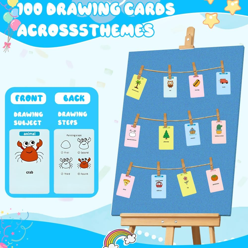 Drawing Robot for Kids,Interactive Educational Drawing Robot for Kids&ndash; Montessori Painting Learning Toys with 100 Word & 22 Pens, Interactive Voice Emo Robots for Boys & Girls Ages 3&ndash;9 (Blue) image number 6