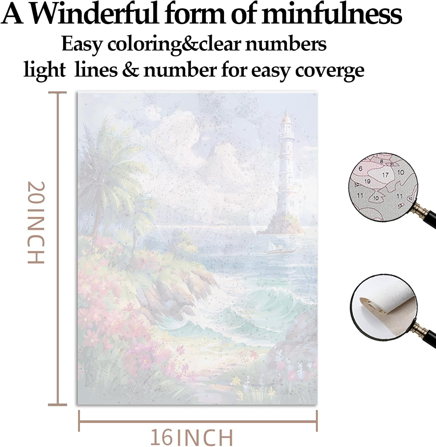 HONGYA ART DIY Paint by Numbers－Diy Adult Paint by Numbers Kits for Adults,Adult Painting Kits on Canvas Landscape for Living Room, Bedroom, Office 20X16''(Ld-5) image number 1