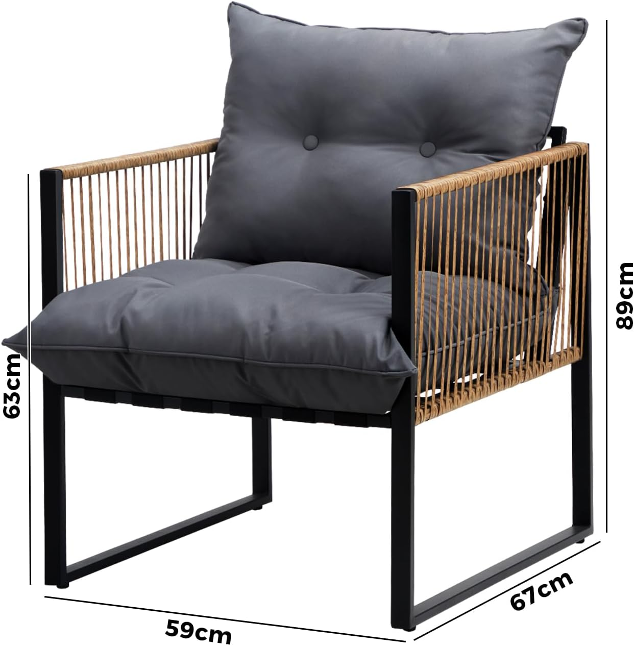 Livsip Outdoor Chairs Set of 2 Rattan Lounge Chair Garden Patio Set image number 6