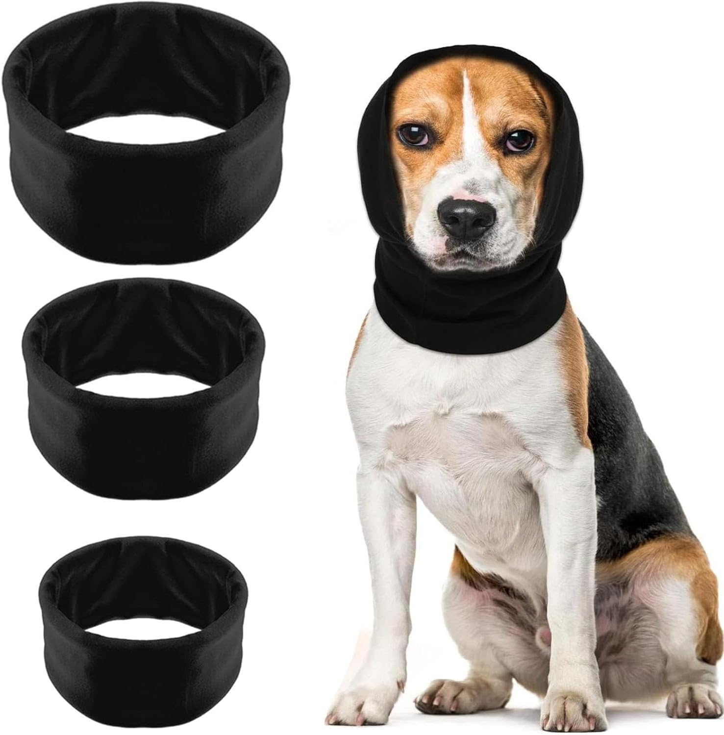 3 PCS 3 Size Quiet Ears for Dogs Dog Hoodies Hat, Dog Calming Hoodie Head Cover Sleeves, the Grooming and Force Drying Head Protection, for Anxiety Relief & Calming Dogs image number 6